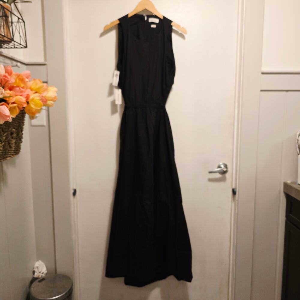 Babaton Cella Poplin Dress by Aritizia NWT Black, cut out maxi lined size large - Picture 1 of 9